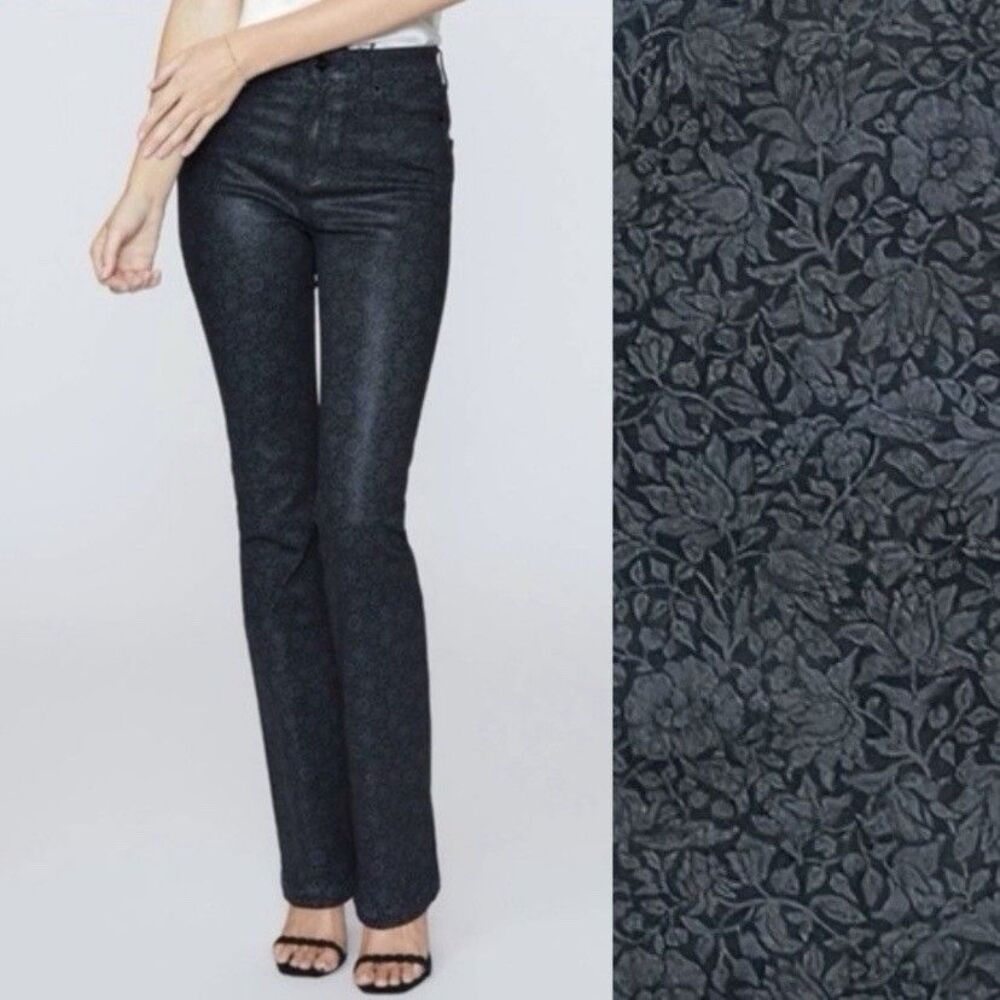 Morris & Co. X Paige High Rise Manhattan Jeans Mallow Floral Luxe Coated Size 31